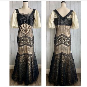 Puff Sleeve Embellishments Gown